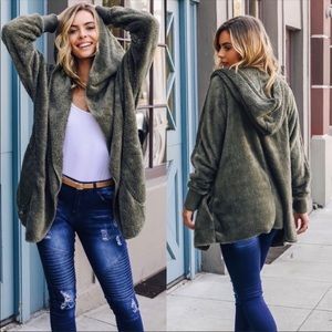 women teddy jacket plush fleece faux fur coat hooded